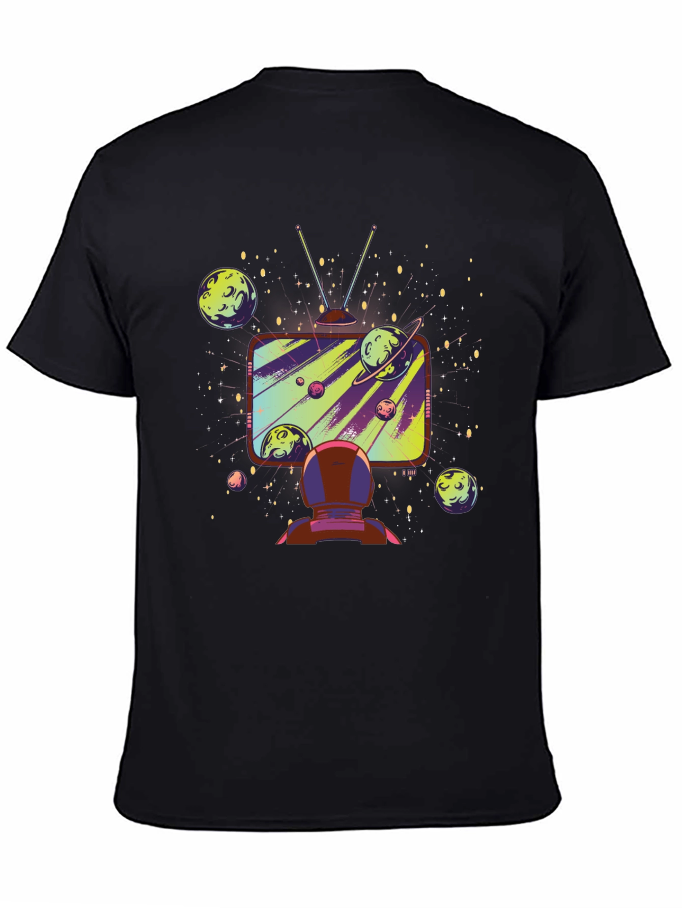 Black Astronaut Galaxy TV T-Shirt - Space Observer view 4