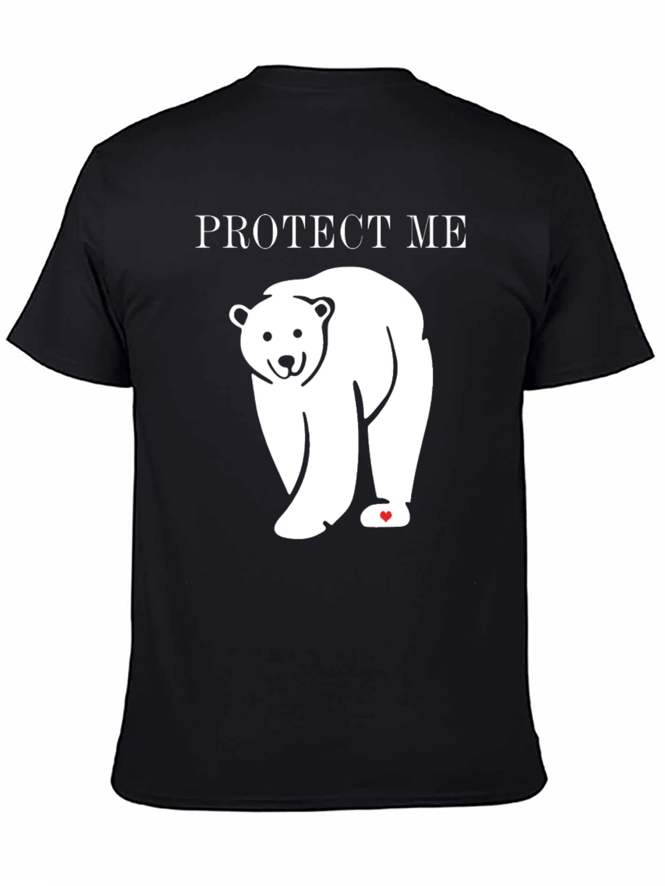 Black Protect Me Polar Bear Graphic Tee - Eco Awareness T-Shirt view 4