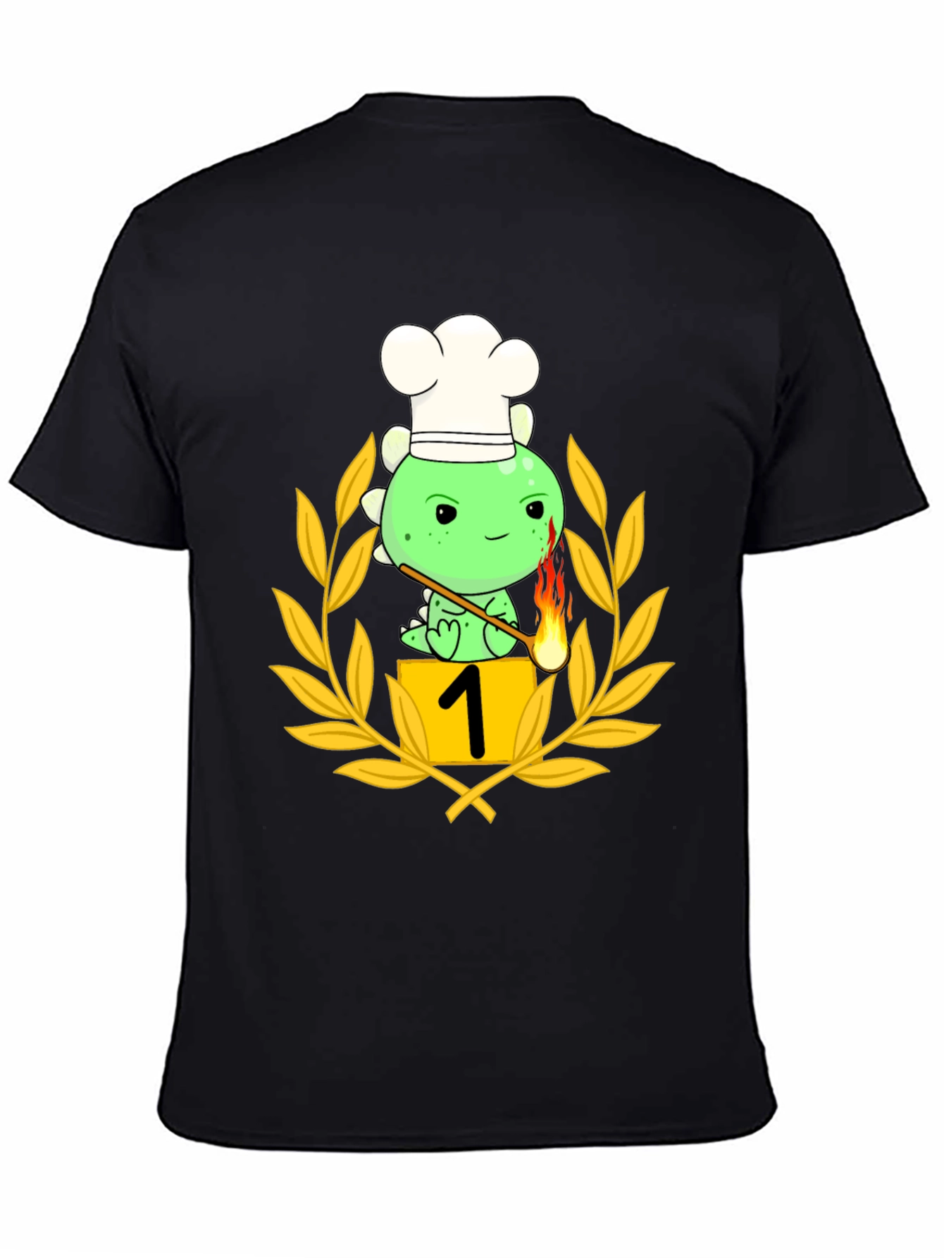 Black Chef Dino T-Shirt - Culinary Champion view 4