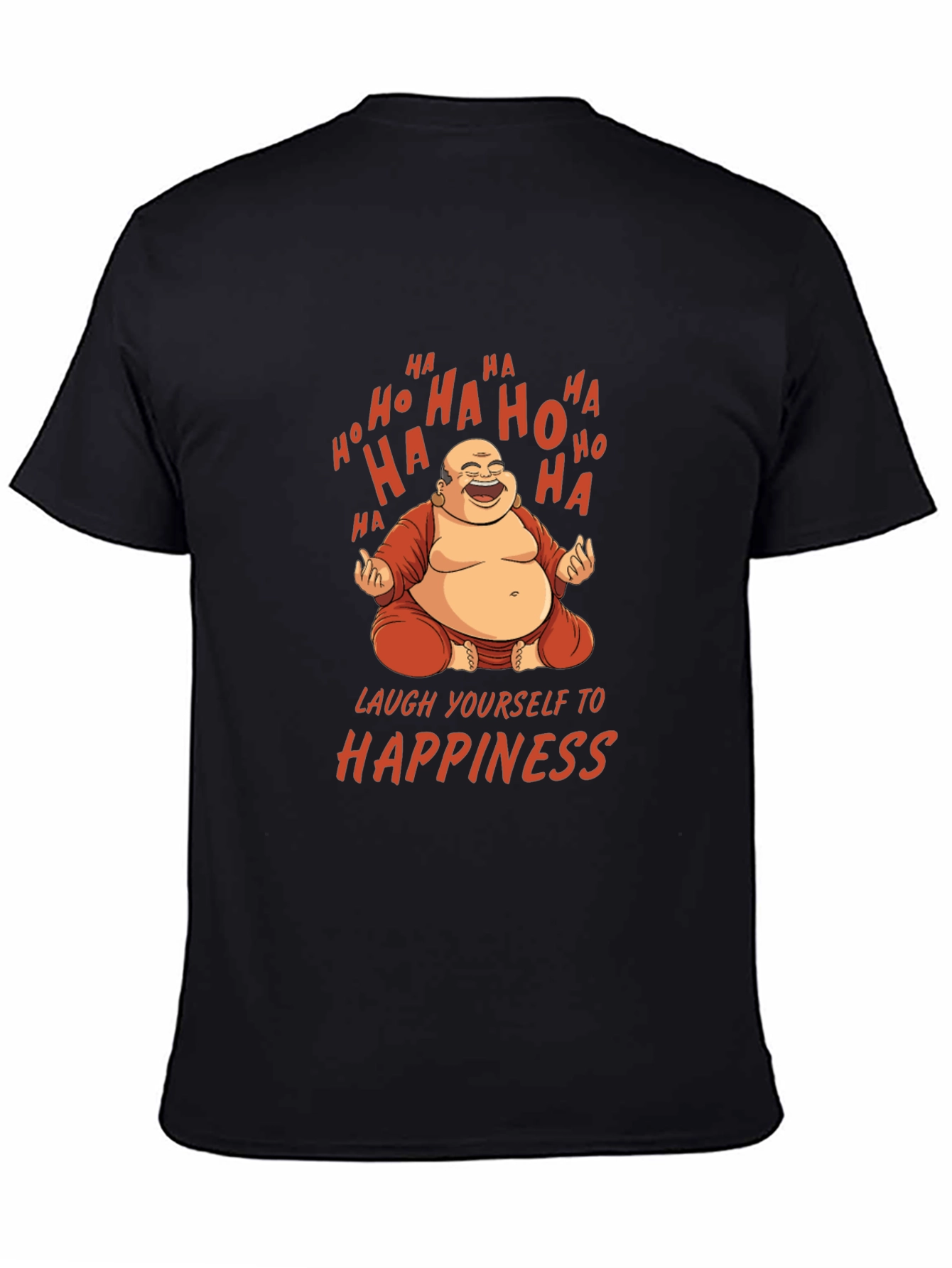 Black Laughing Buddha Graphic Tee - 'Happiness' view 4