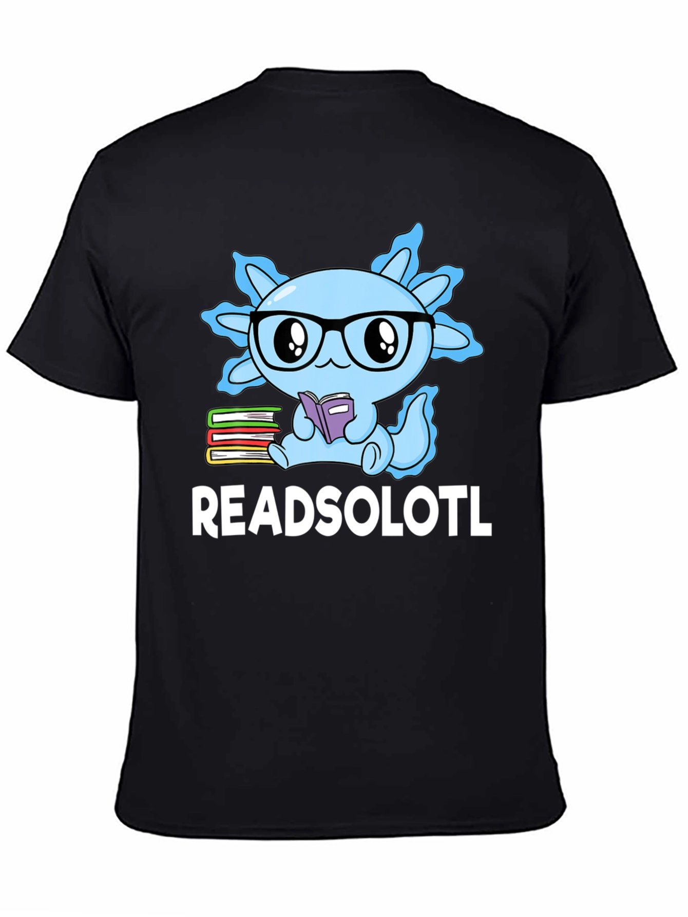 Black Readsolotl T-Shirt - Axolotl Reading Tee view 4