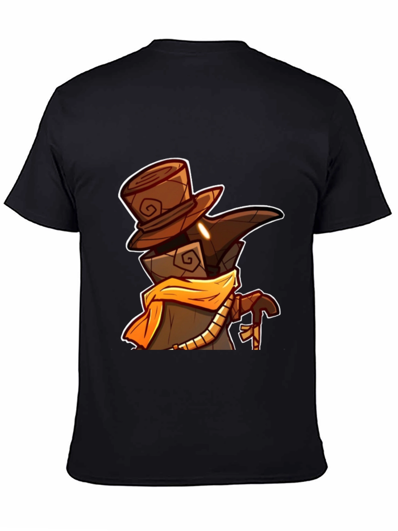 Black Plague Doctor Cartoon Graphic T-Shirt view 4