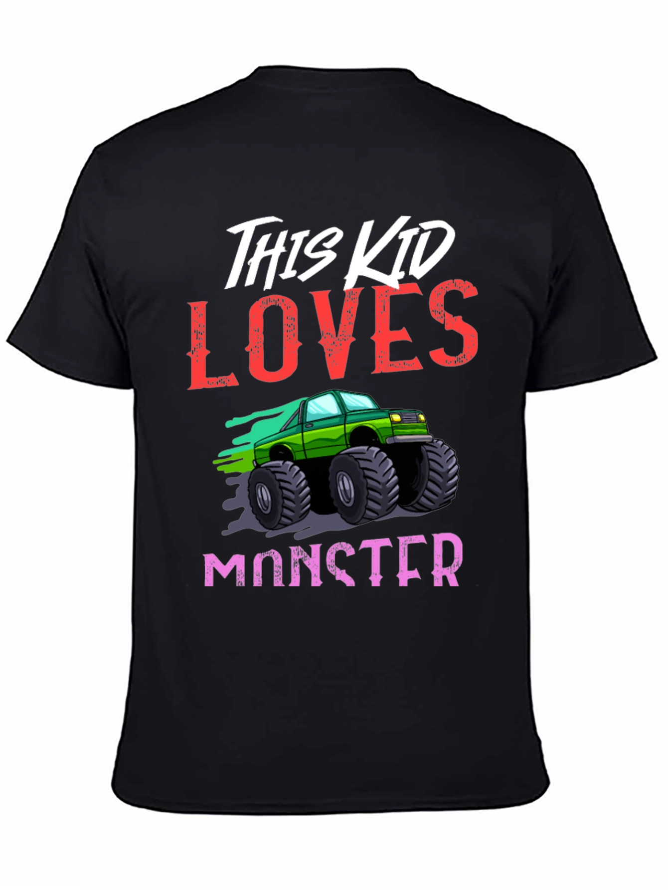 Black This Kid Loves Monster Trucks T-Shirt view 4