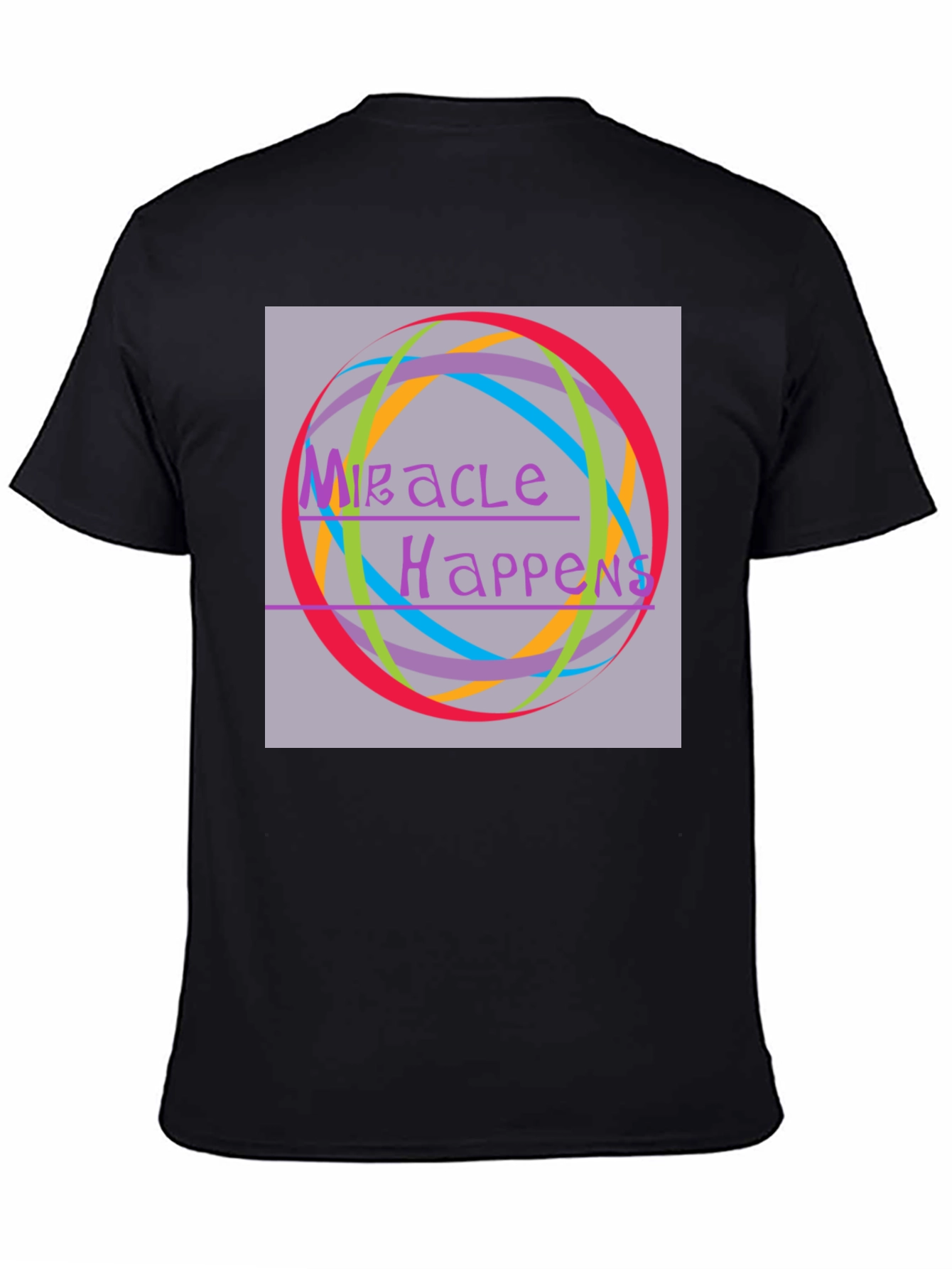 Black Miracle Happens Graphic Tee - Unisex Black T-Shirt view 4
