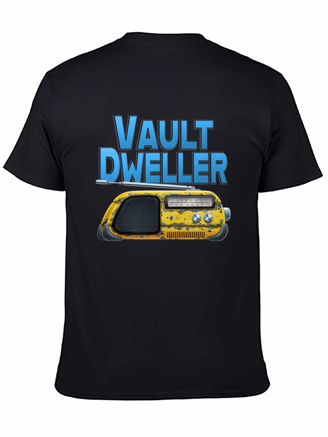Black Vault Dweller Radio T-Shirt - Black Cotton Tee view 4