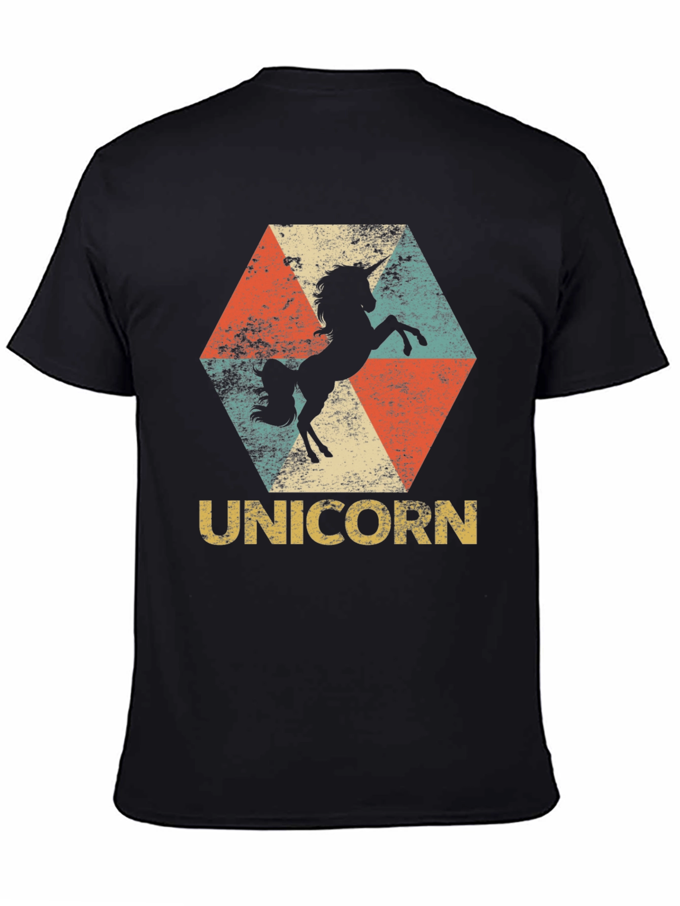 Black Retro Unicorn Graphic Tee view 4