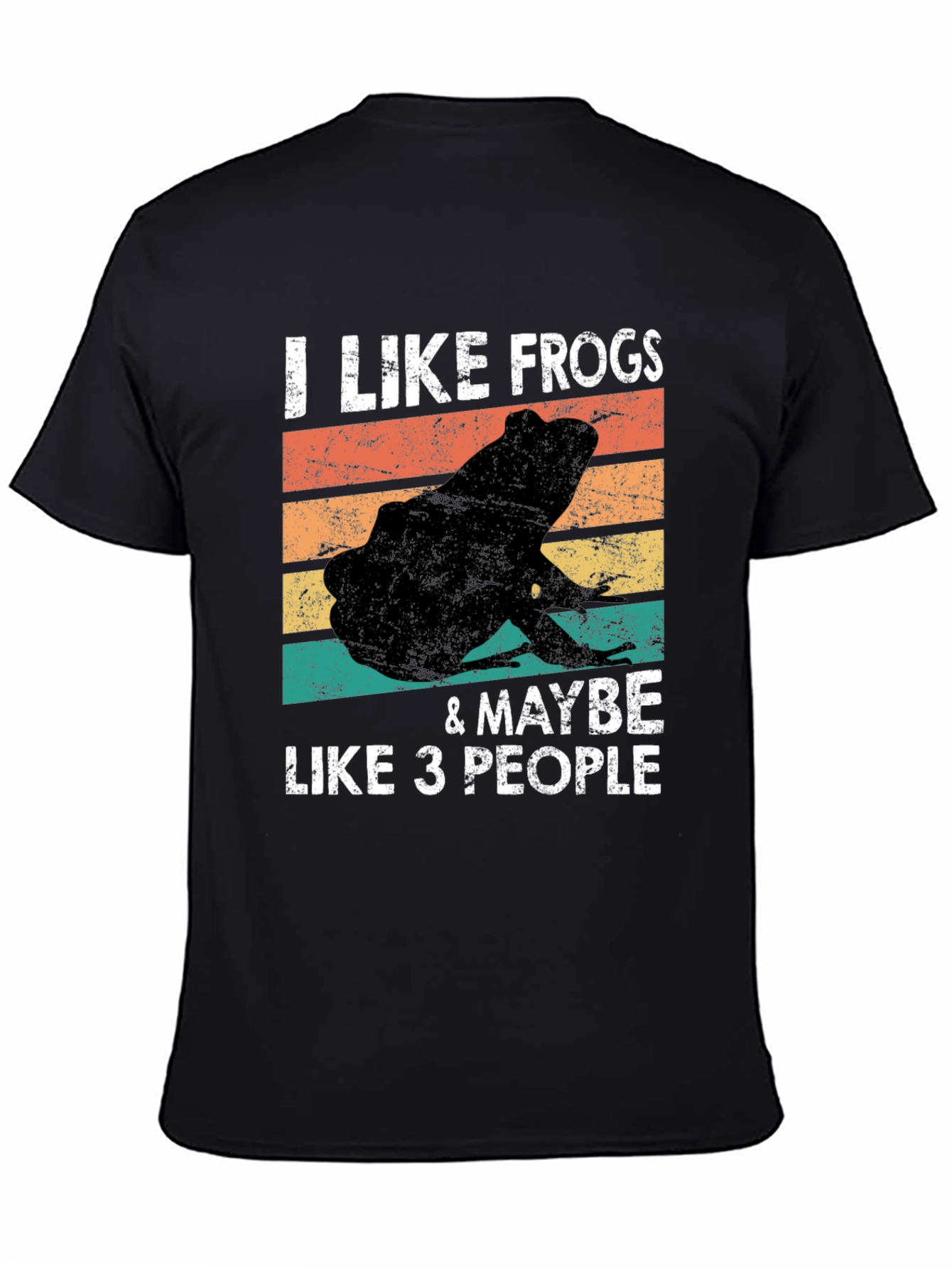Black I Like Frogs & Maybe Like 3 People T-Shirt view 4