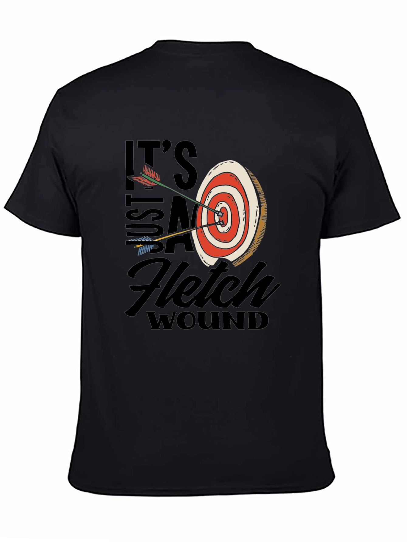 Black Archery Target T-Shirt: Just a Fletch Wound view 4