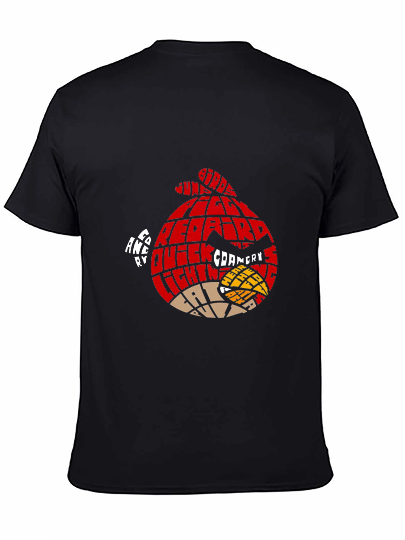 Angry Birds Red Bird Word Art T-Shirt - Black - 4