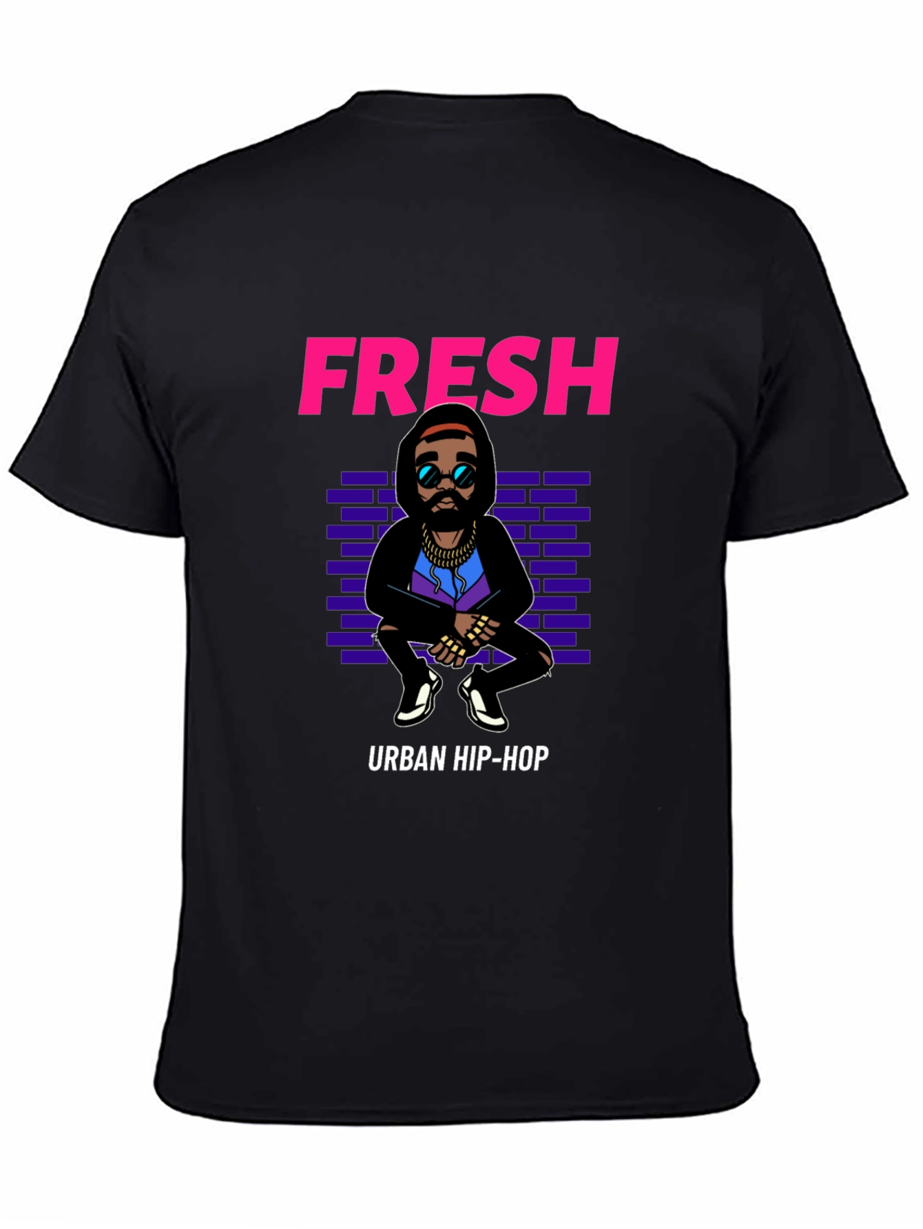 Black Fresh Urban Hip-Hop Graphic Tee view 4