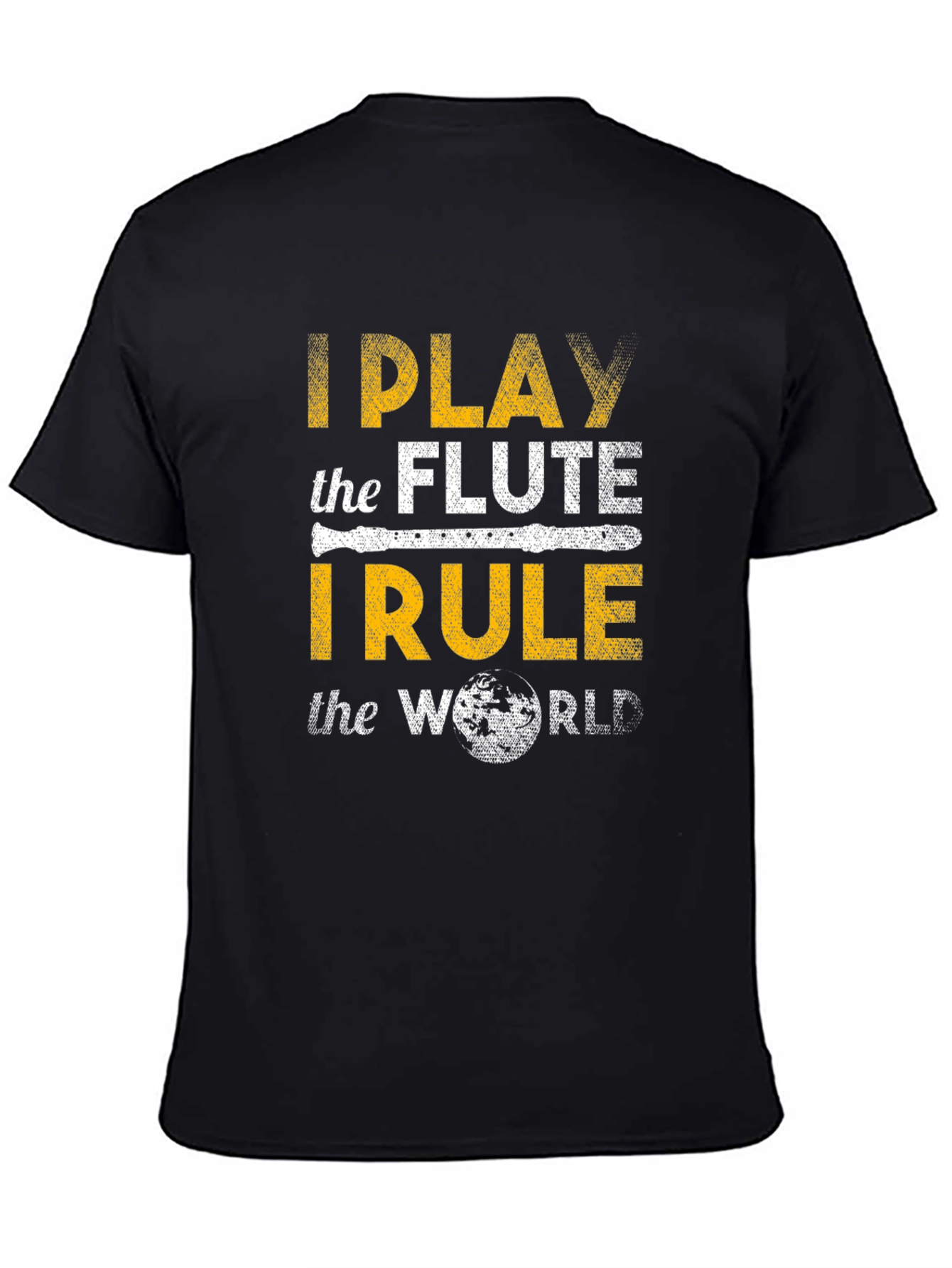 Black I Play the Flute T-Shirt Funny Music Tee view 4