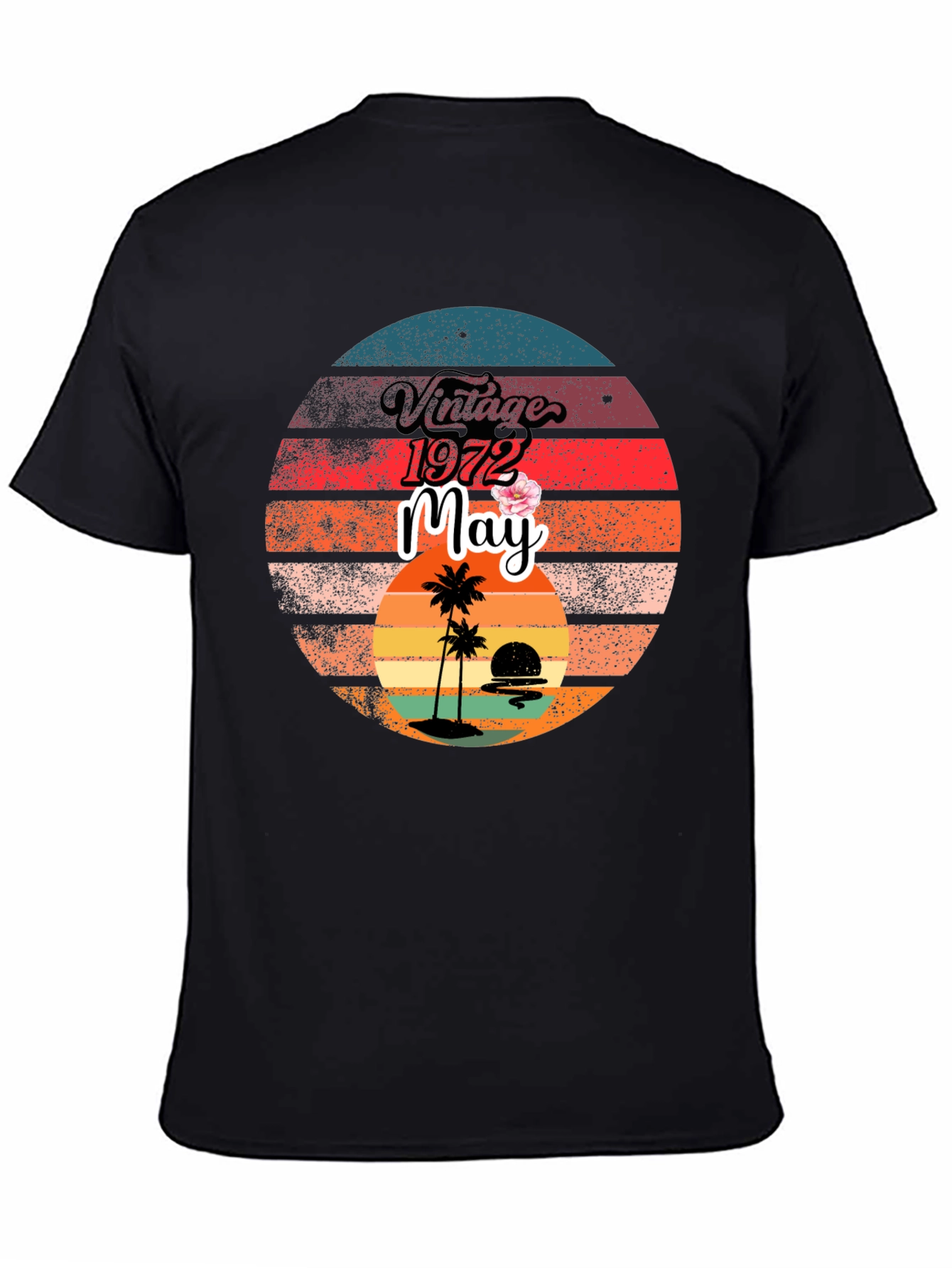 Black Vintage 1972 May Birthday T-Shirt view 4