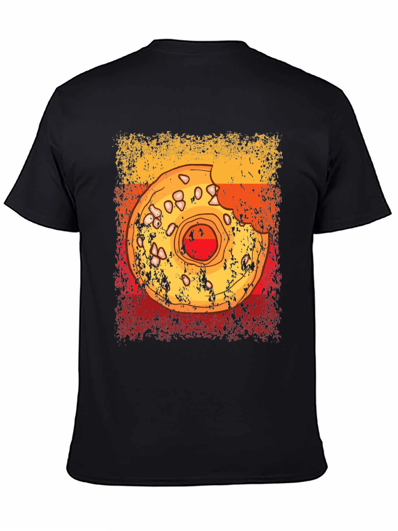 Black Distressed Donut Graphic T-Shirt - Casual Comfort view 4