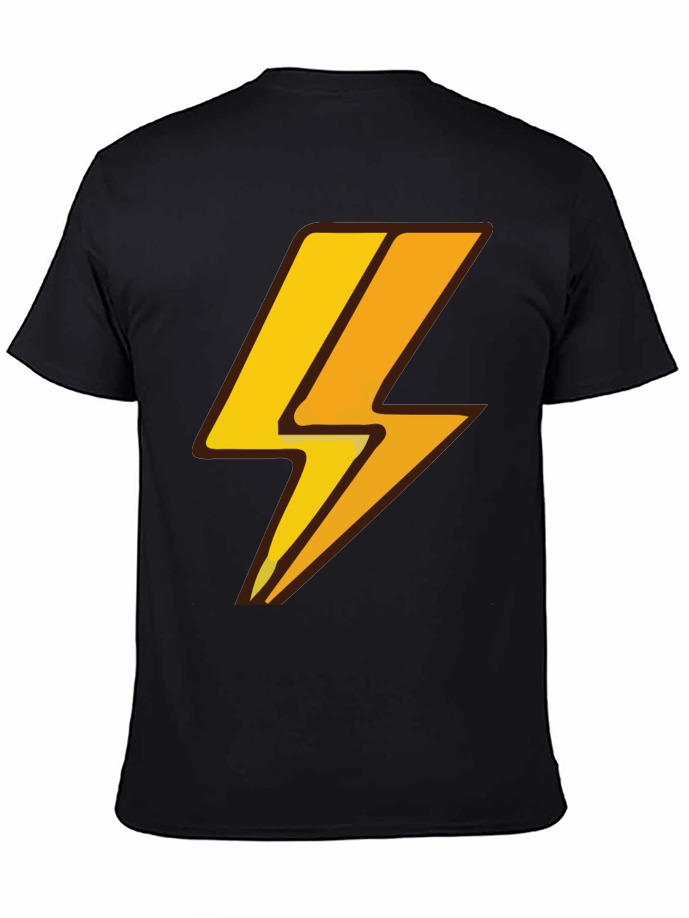 Black Lightning Bolt Graphic Tee - Black Cotton T-Shirt view 4