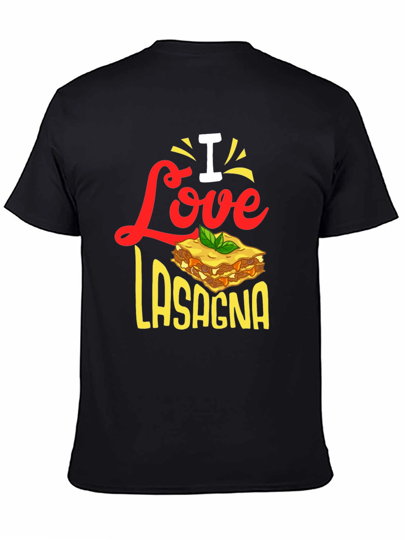 Black I Love Lasagna T-Shirt - Foodie Apparel view 4