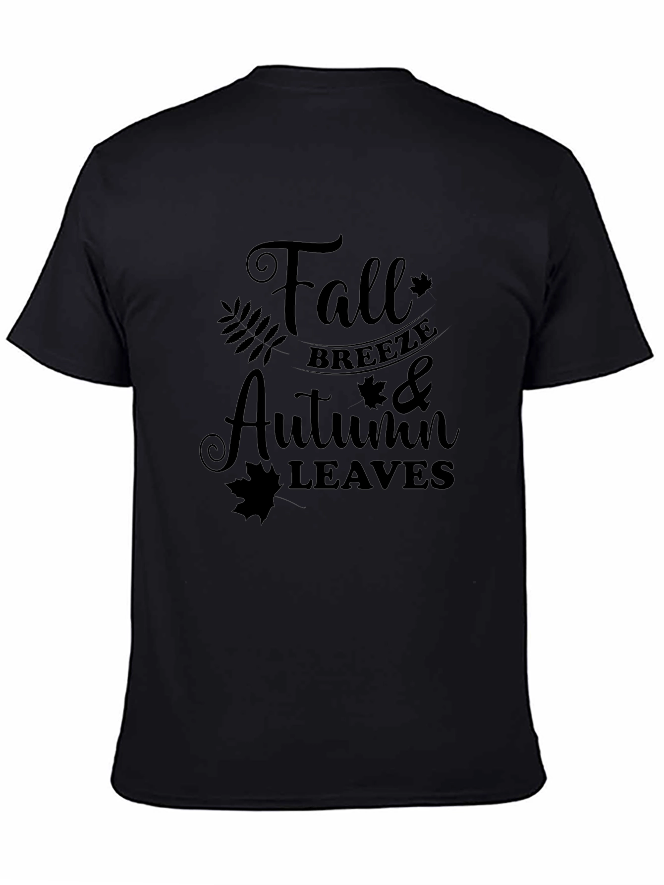 Black Fall Breeze Autumn Leaves Graphic Tee view 4