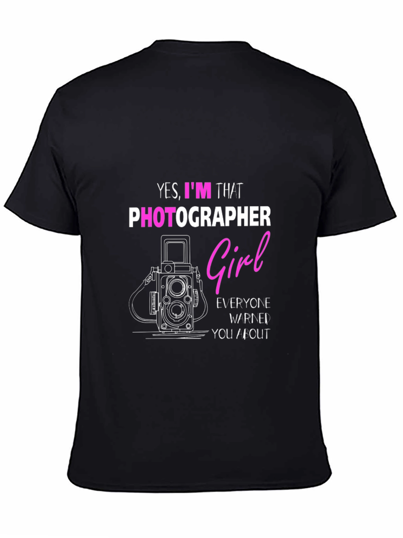 Black Photographer Girl T-Shirt - Funny Camera Tee view 4
