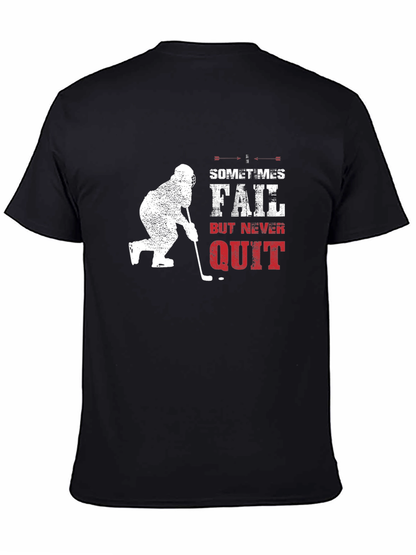 Black Hockey Never Quit Black T-Shirt view 4