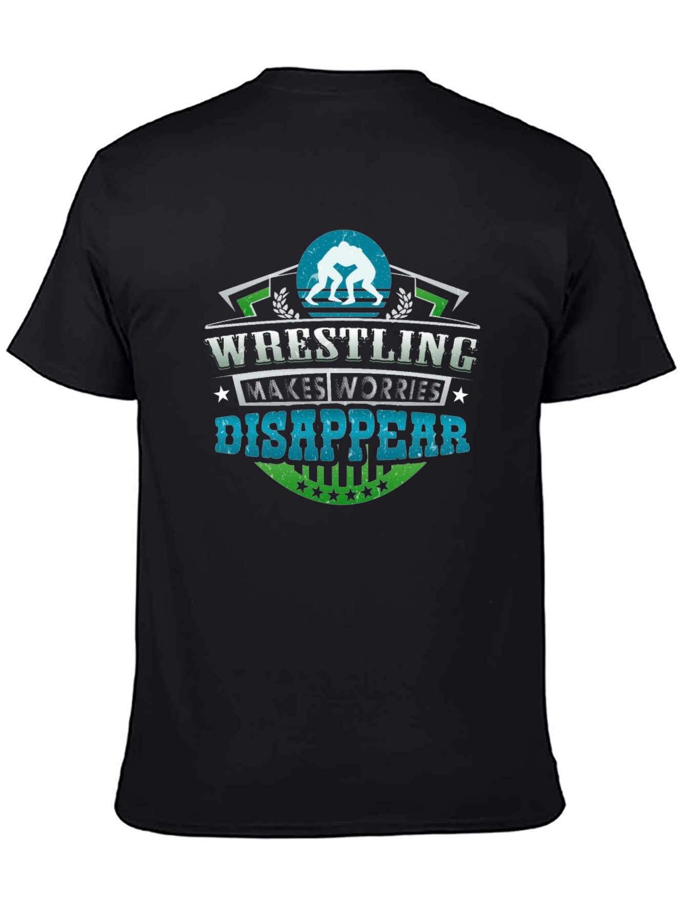 Wrestling Makes Worries Disappear Black T-Shirt - 4
