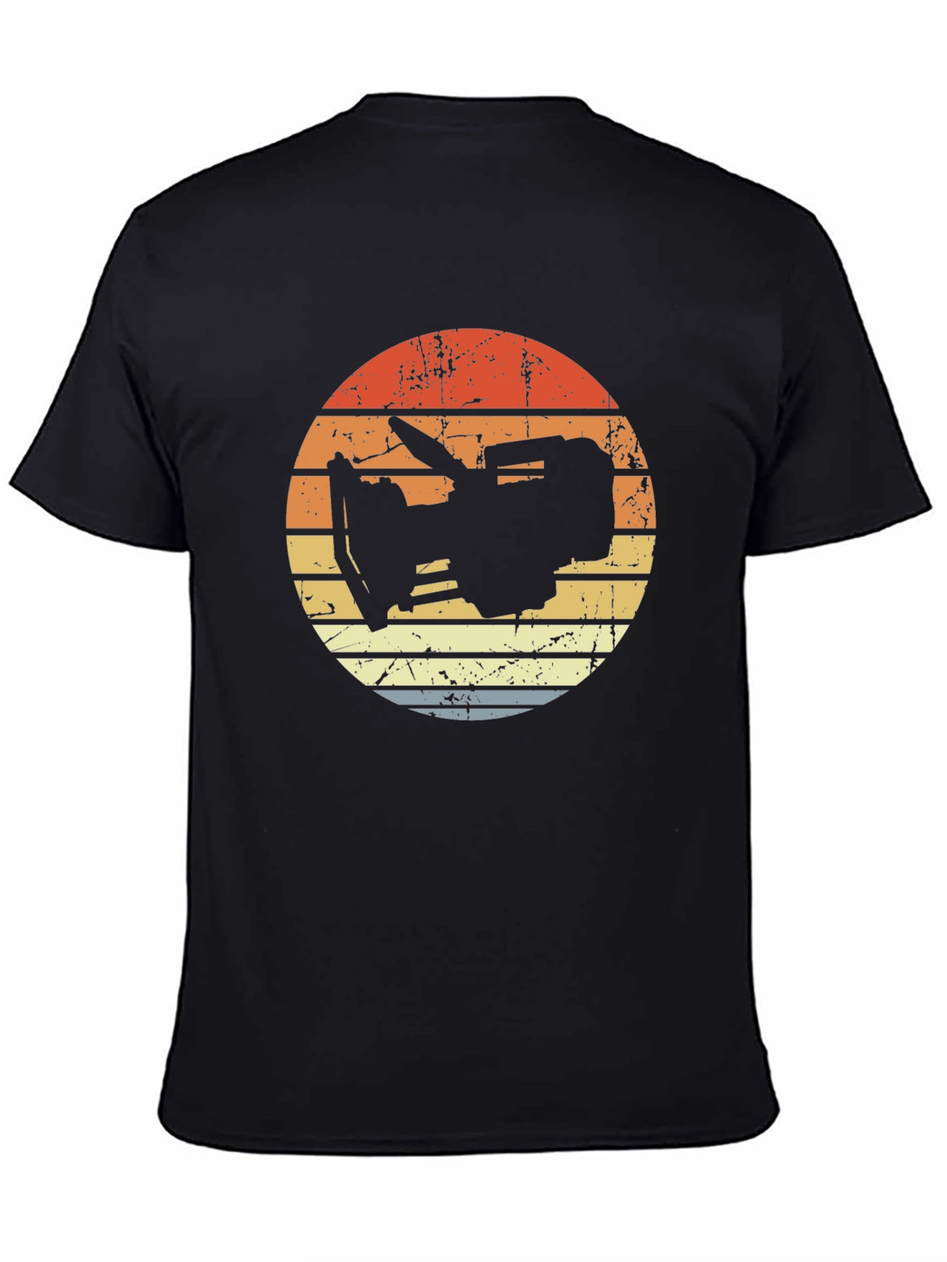 Black Vintage Style Camera Silhouette T-Shirt view 4