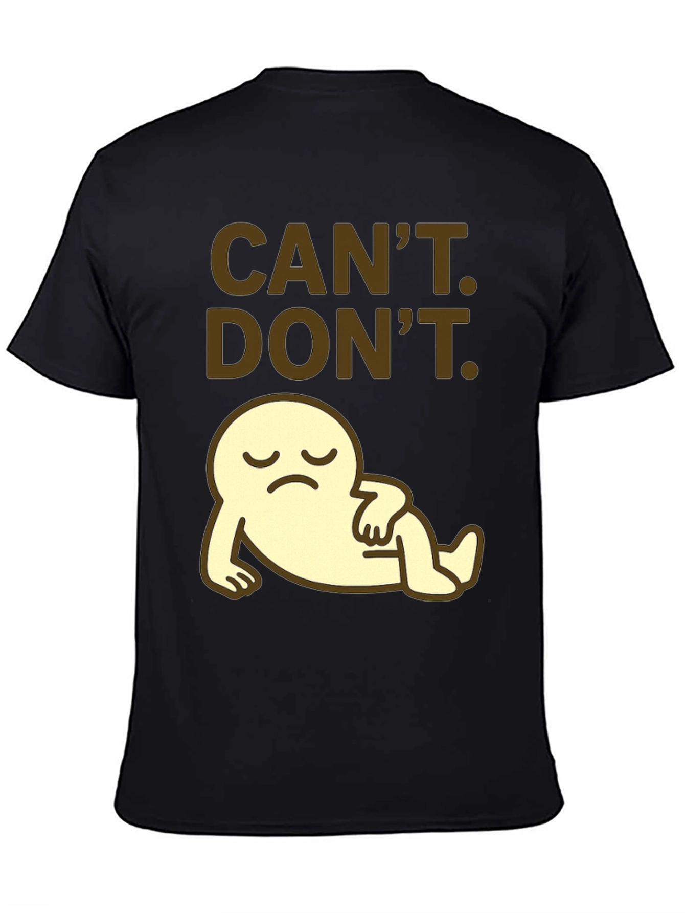 Black Can't. Don't. Graphic T-Shirt - Lazy Cartoon view 4