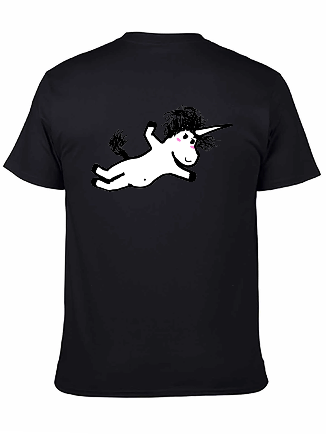 Black Black T-Shirt with Whimsical Unicorn Graphic view 4