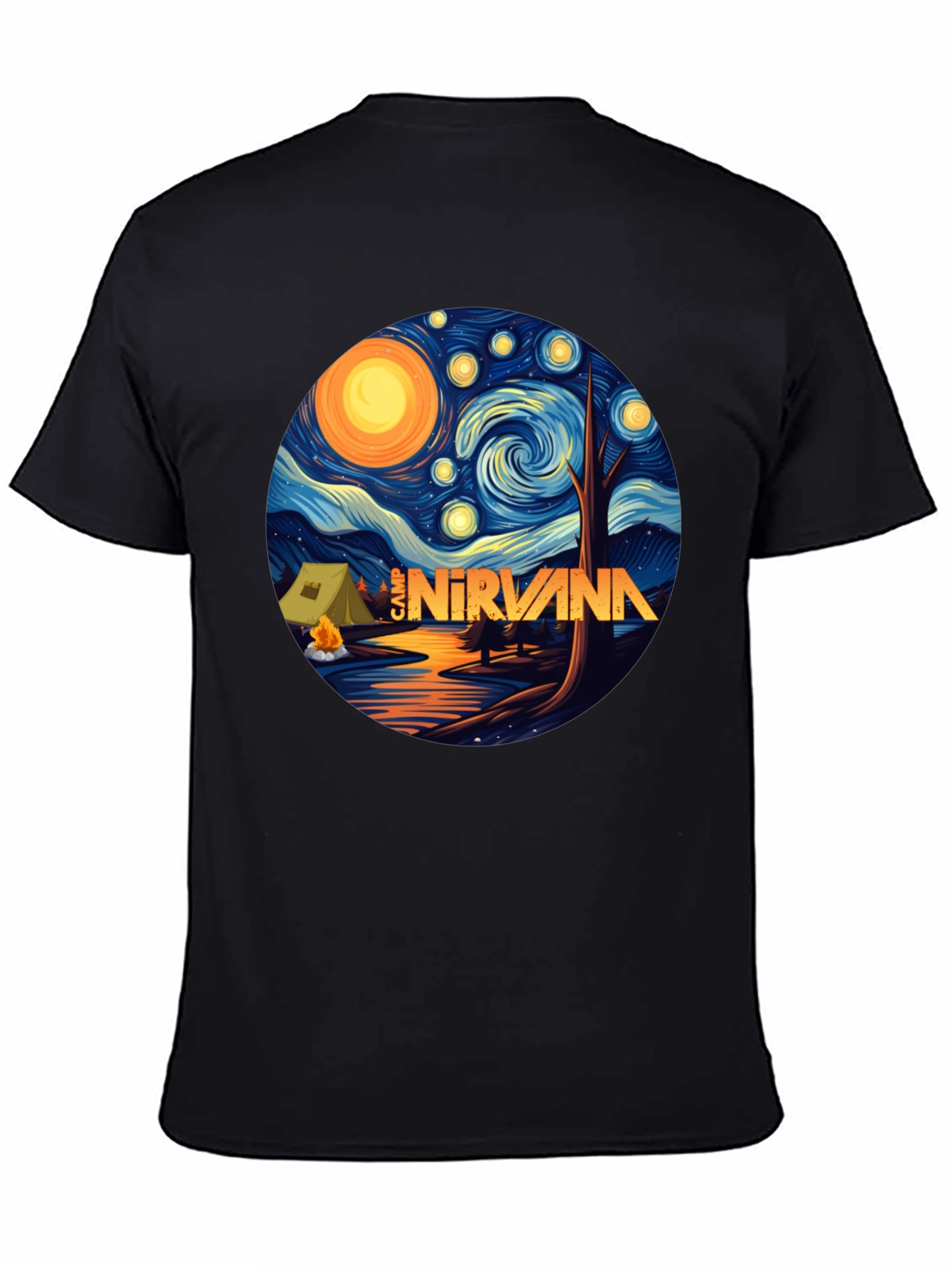 Black Camp Nirvana Starry Night T-Shirt view 4