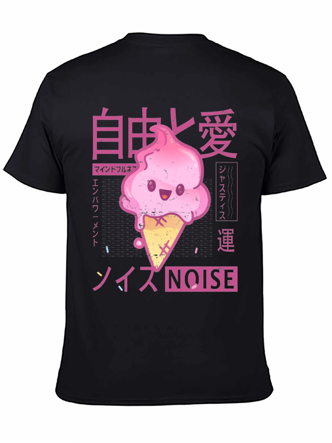 Black Kawaii Ice Cream Anime Graphic T-Shirt view 4