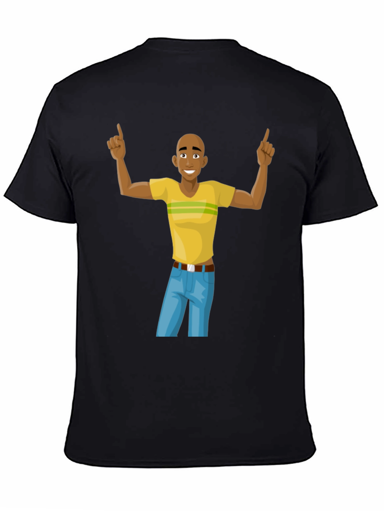 Black Cartoon Man Graphic T-Shirt - Black Cotton Tee view 4