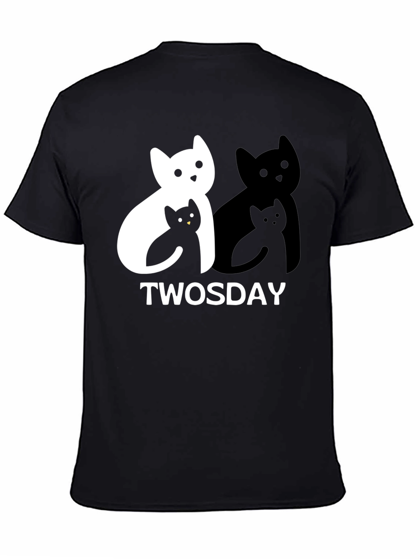 Black Twosday Cat T-Shirt - Black Graphic Tee view 4