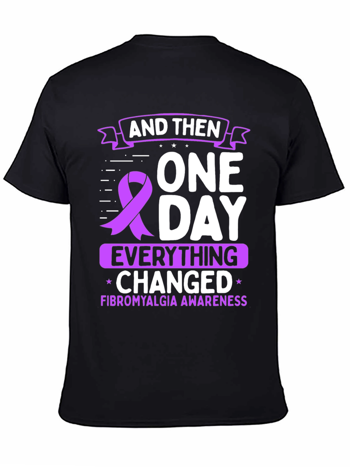 Black Fibromyalgia Awareness T-Shirt view 4