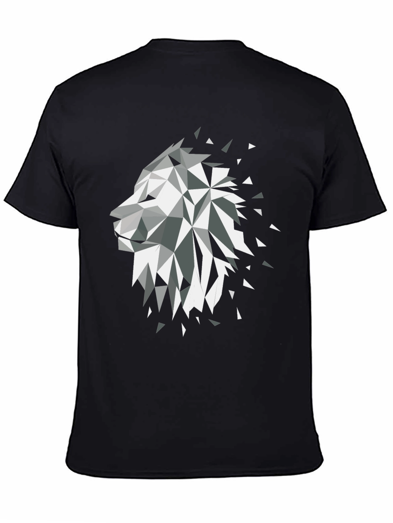 Black Geometric Lion Black Graphic Tee view 4