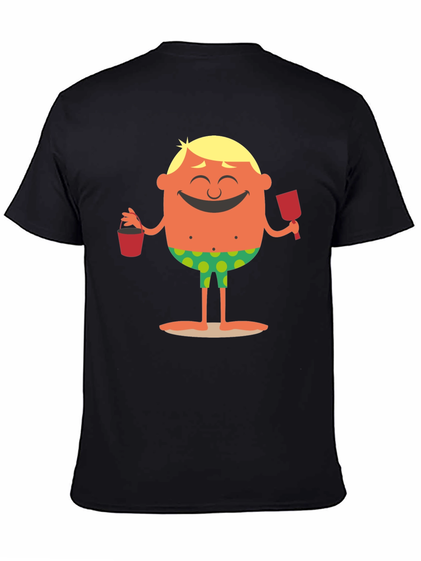 Black Cartoon Beach Dude Graphic T-Shirt view 4