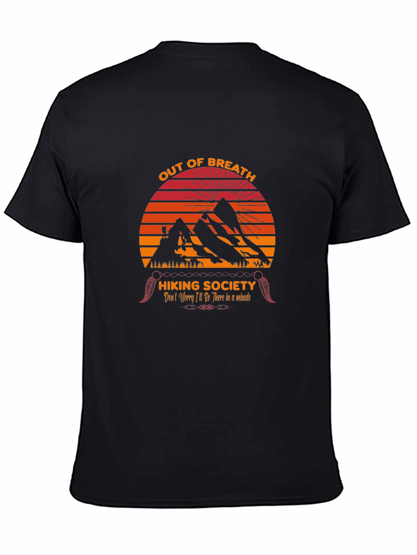 Black Out of Breath Hiking Society Graphic T-Shirt view 4