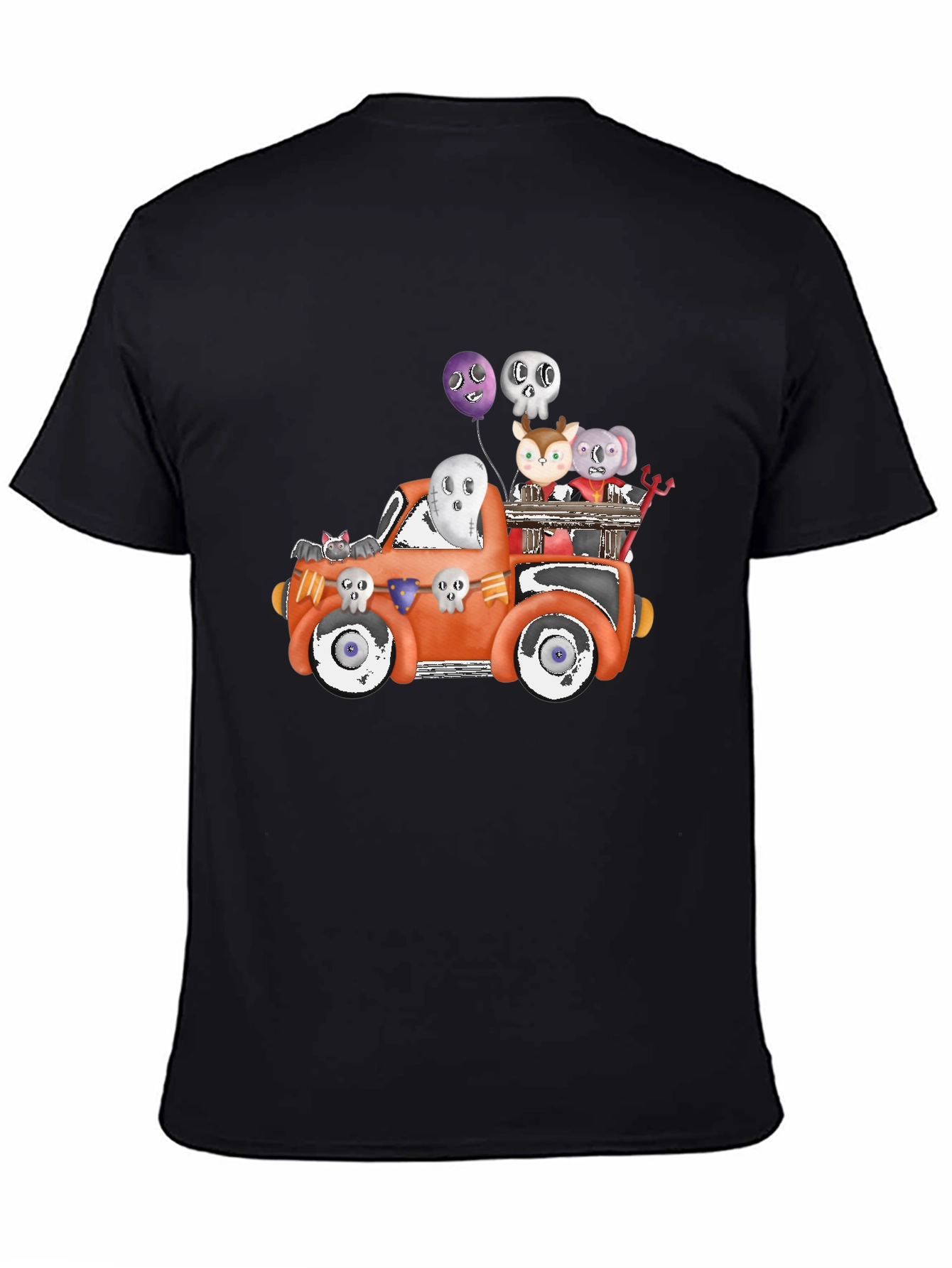 Black Halloween Animal Truck Tee view 4