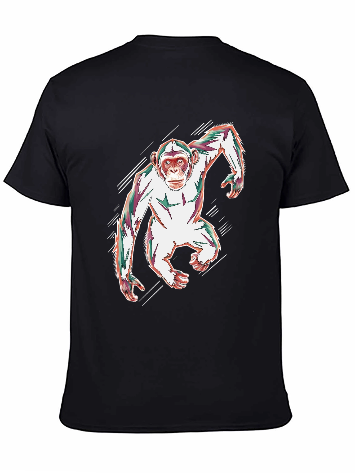 Black Abstract Monkey Graphic Black T-Shirt view 4