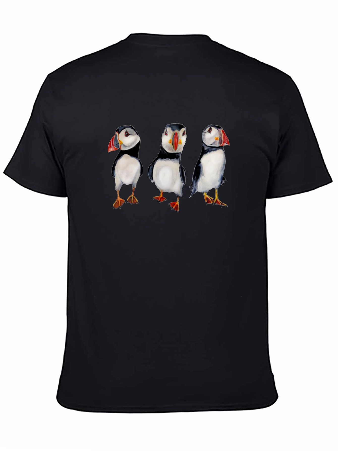 Black Puffin Print Black T-Shirt view 4