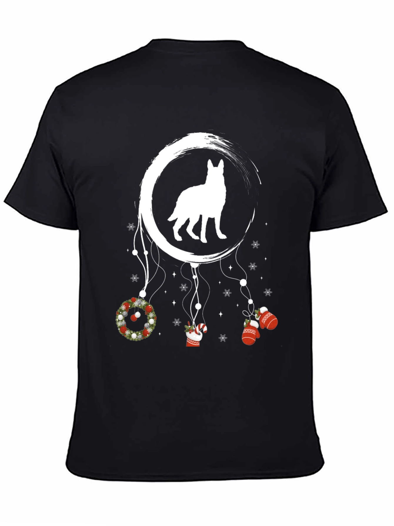 Black Dog Dreamcatcher Christmas T-Shirt view 4