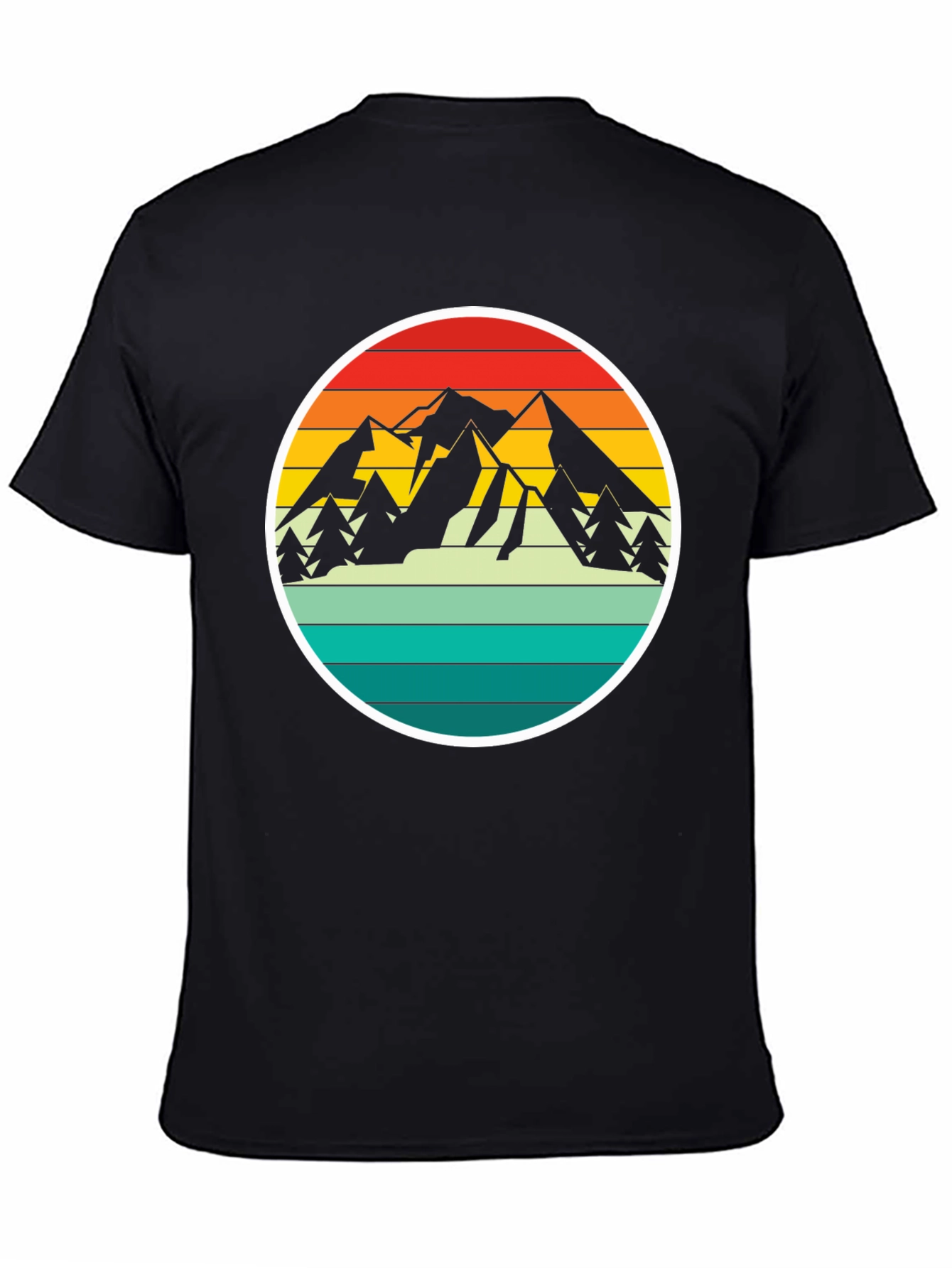 Black Retro Mountain Adventure T-Shirt - Black view 4