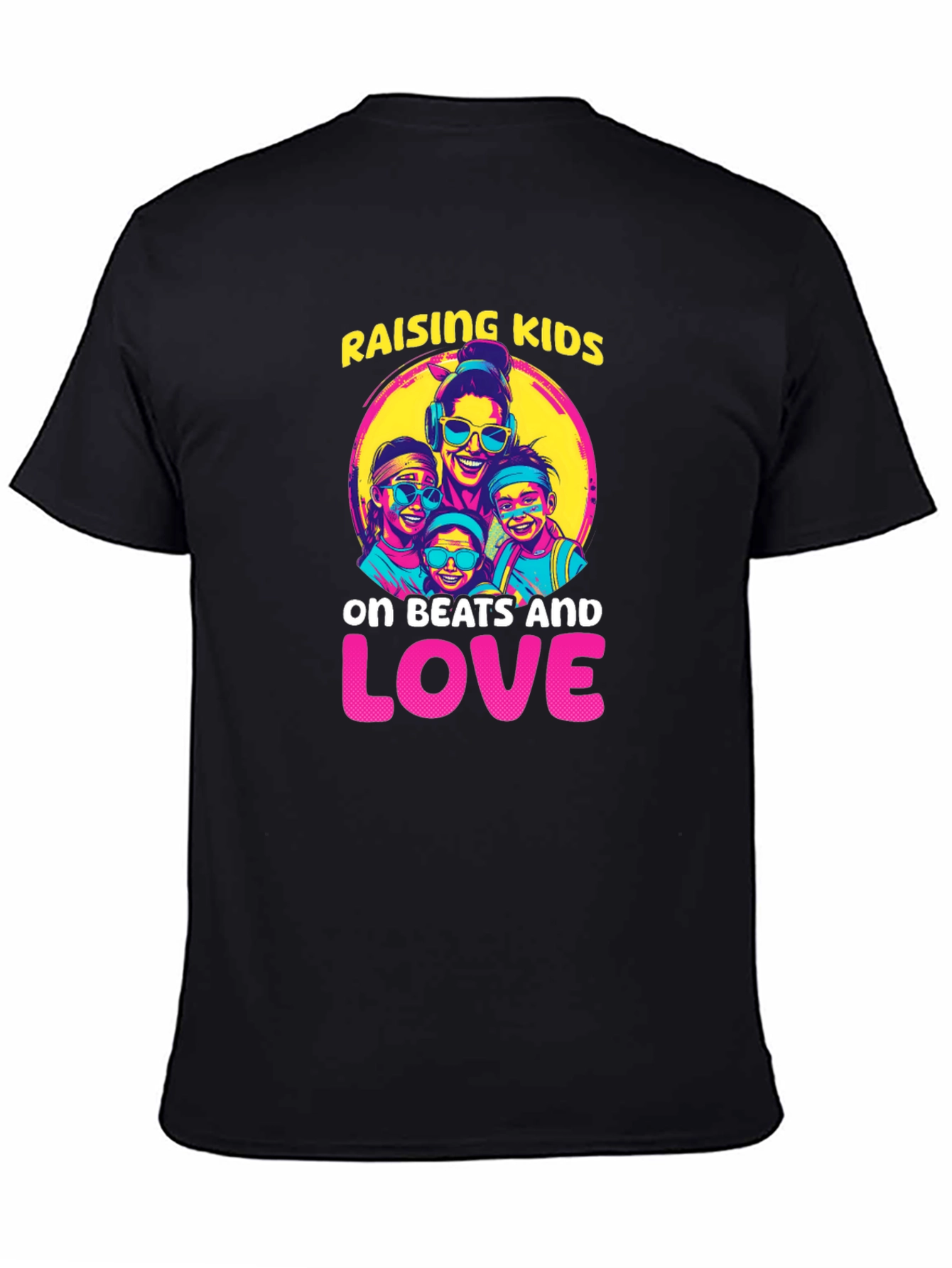 Black Raising Kids on Beats and Love T-Shirt view 4