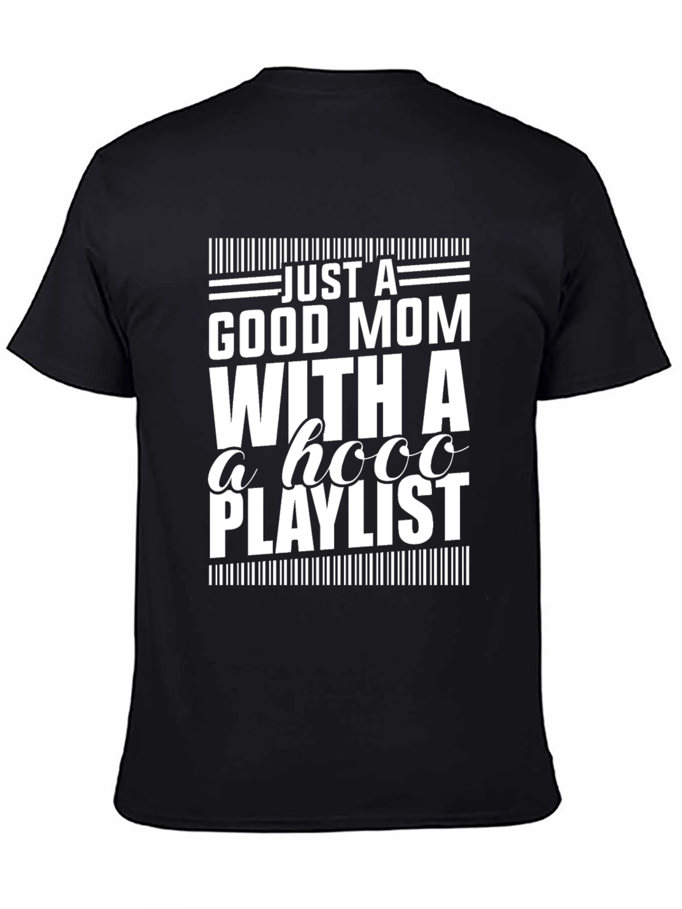 Black Good Mom With a HOOO Playlist T-Shirt view 4