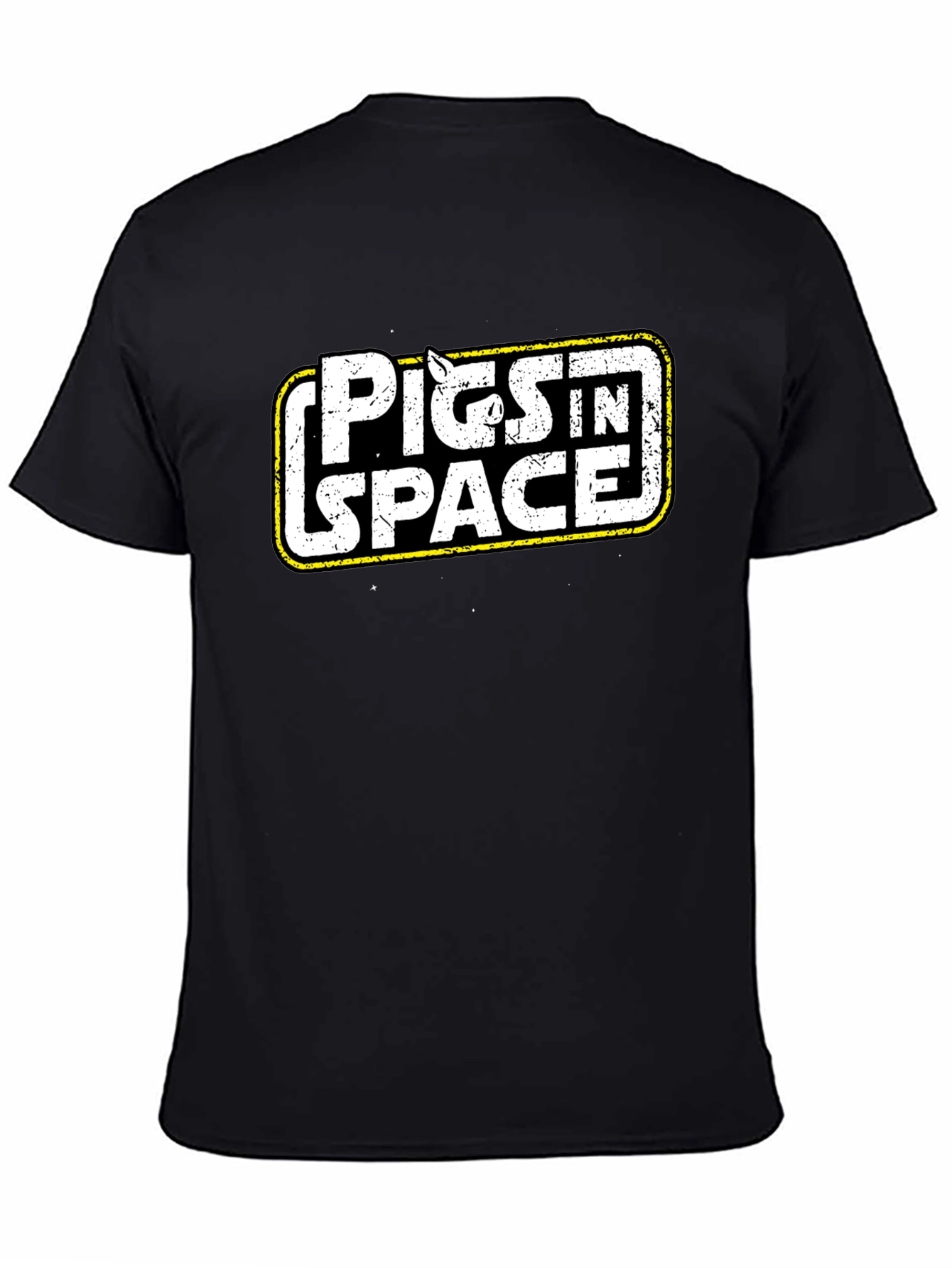 Black Pigs in Space Black Graphic Tee view 4