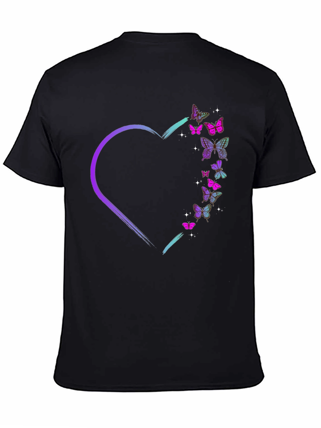 Black Butterfly Heart Graphic Tee view 4