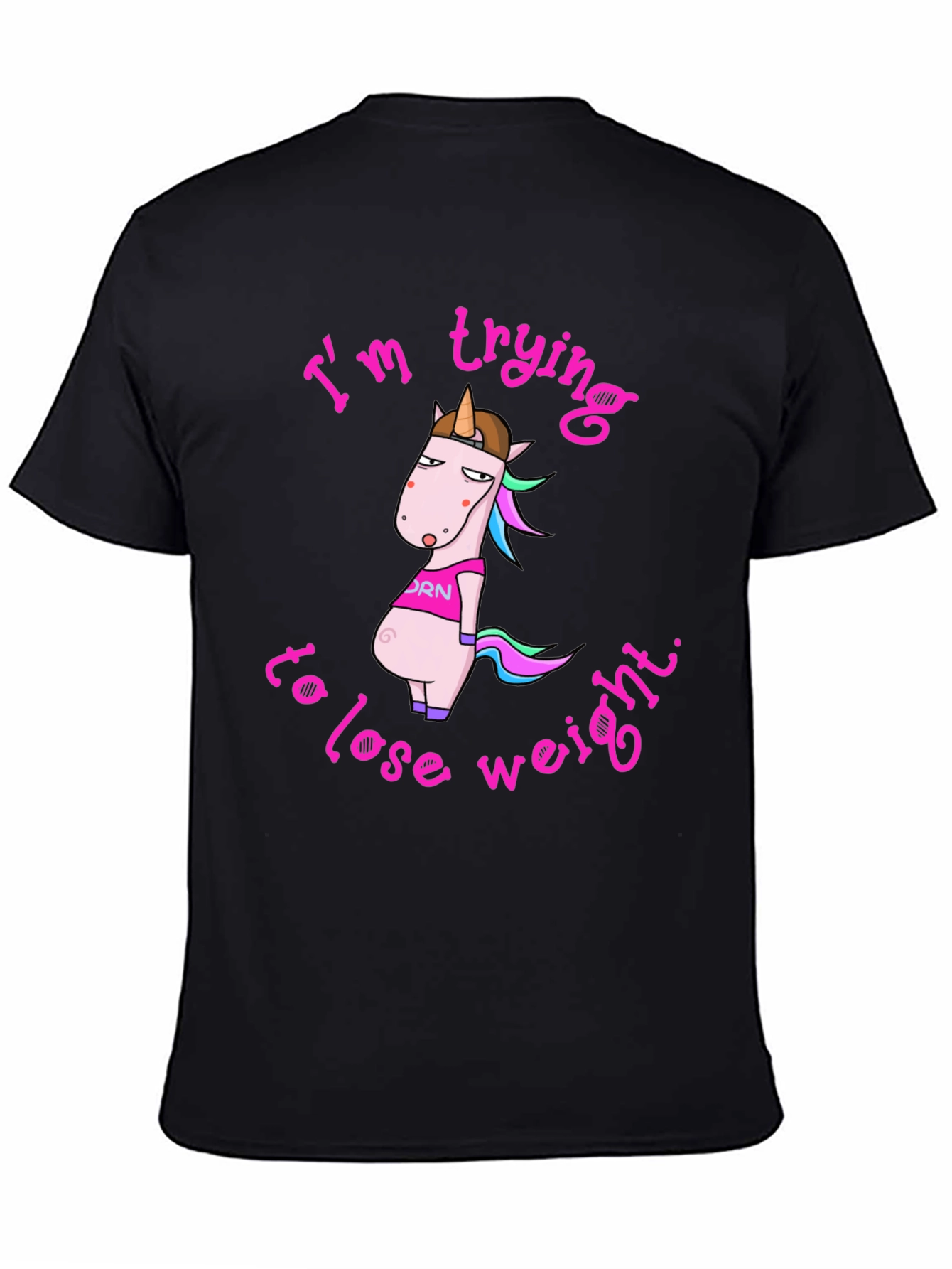 Black Funny Unicorn Weight Loss Graphic Tee view 4