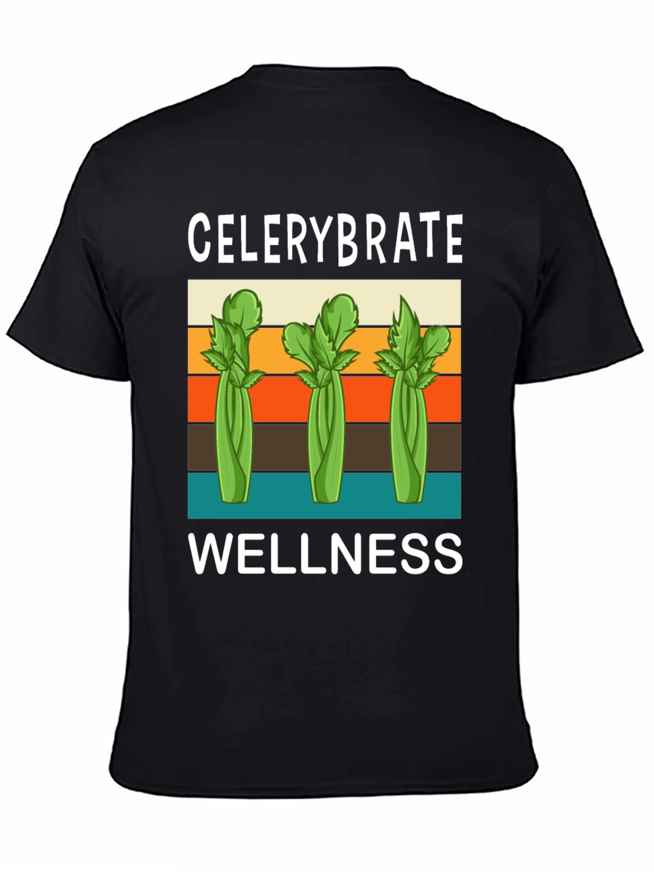 Black Celerybrate Wellness T-Shirt - Retro Style view 4