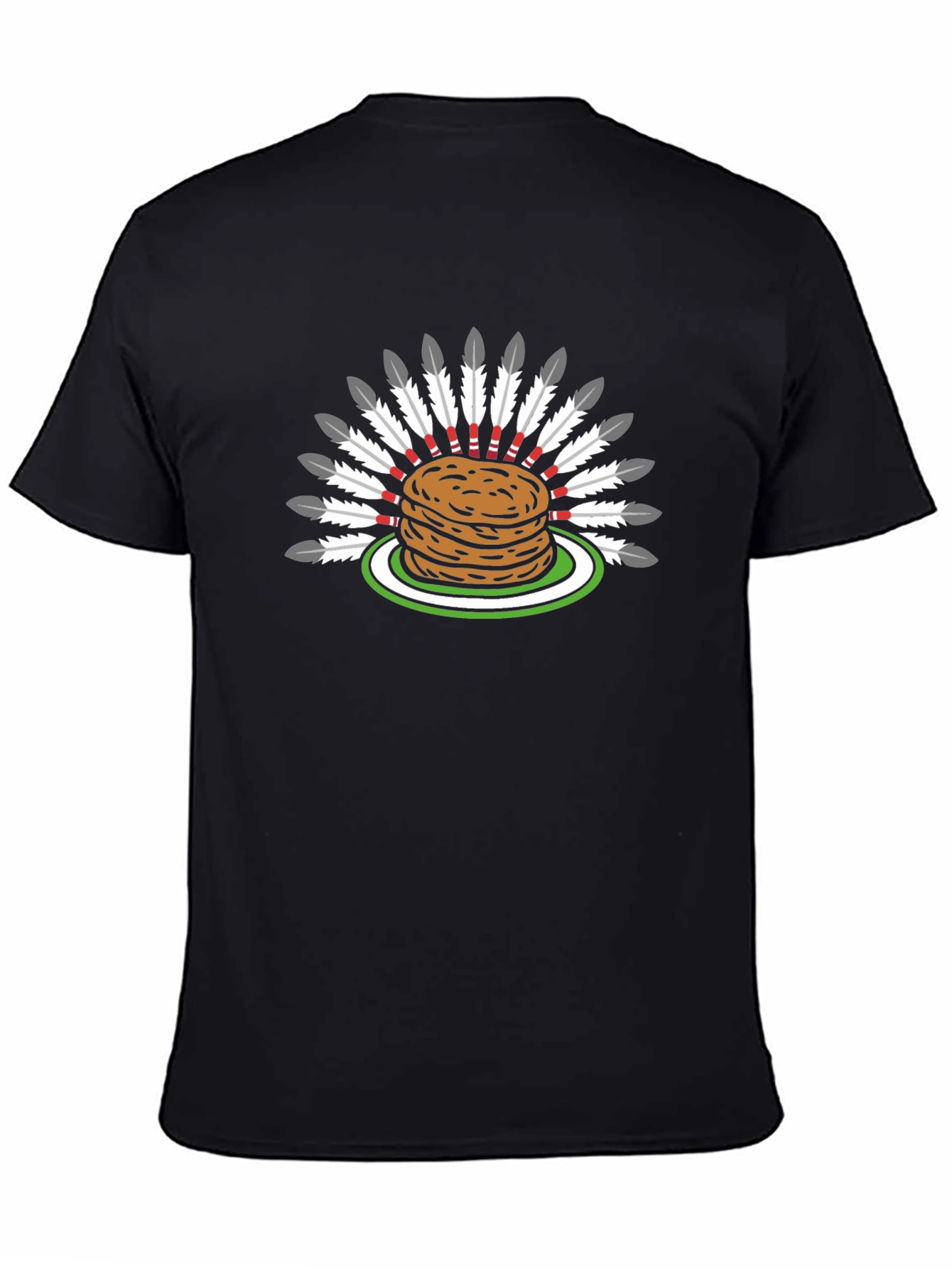 Black Pancake Headdress Funny Graphic T-Shirt view 4