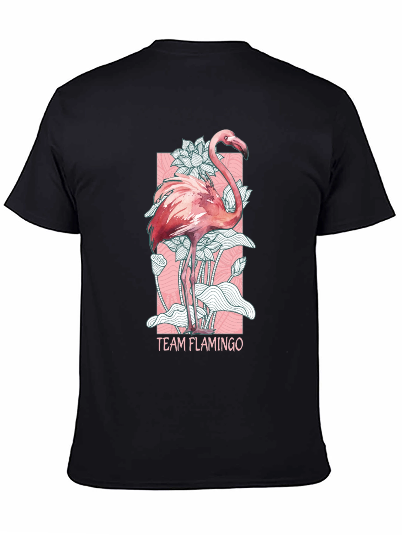 Black Team Flamingo Graphic Tee - Black Cotton Blend view 4
