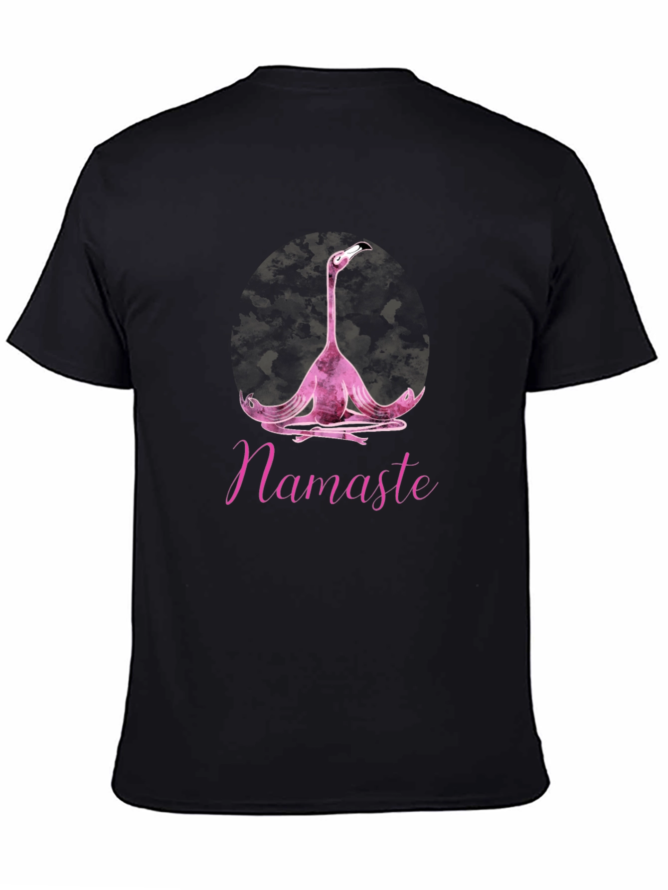 Black Namaste Yoga Flamingo T-Shirt - Black Cotton Tee view 4