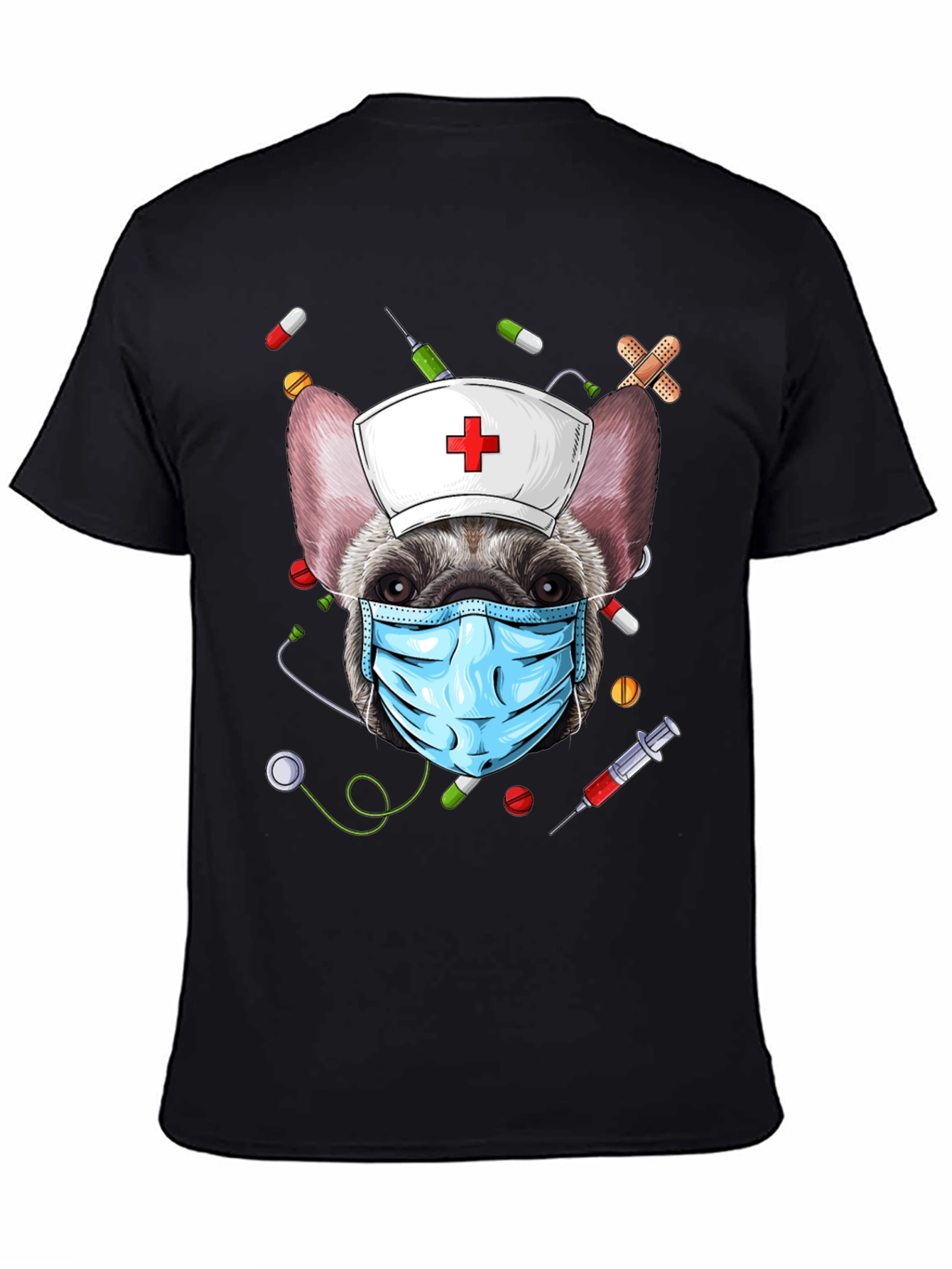 Black Nurse Dog Graphic T-Shirt view 4