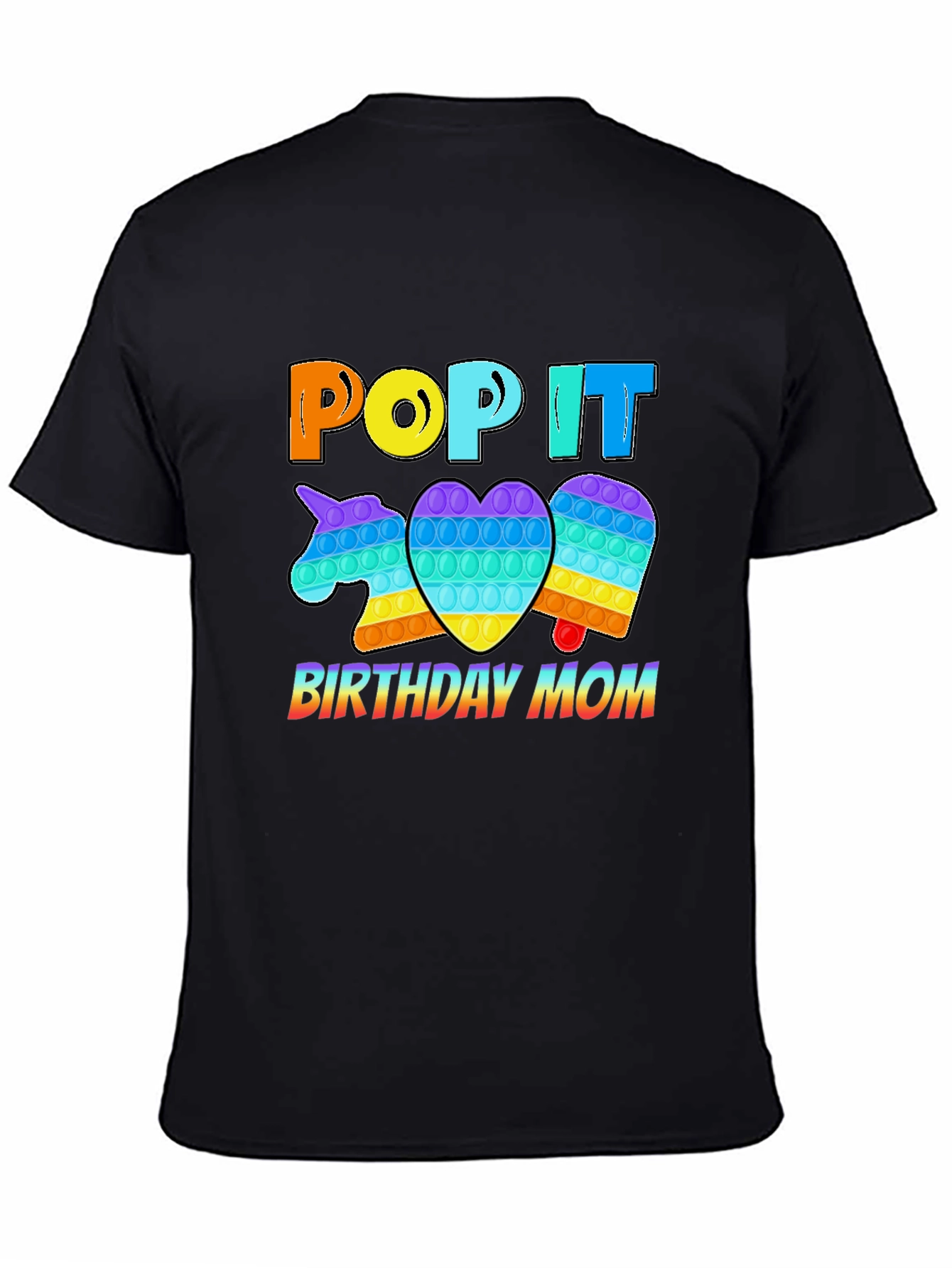 Black Pop It Birthday Mom T-Shirt view 4